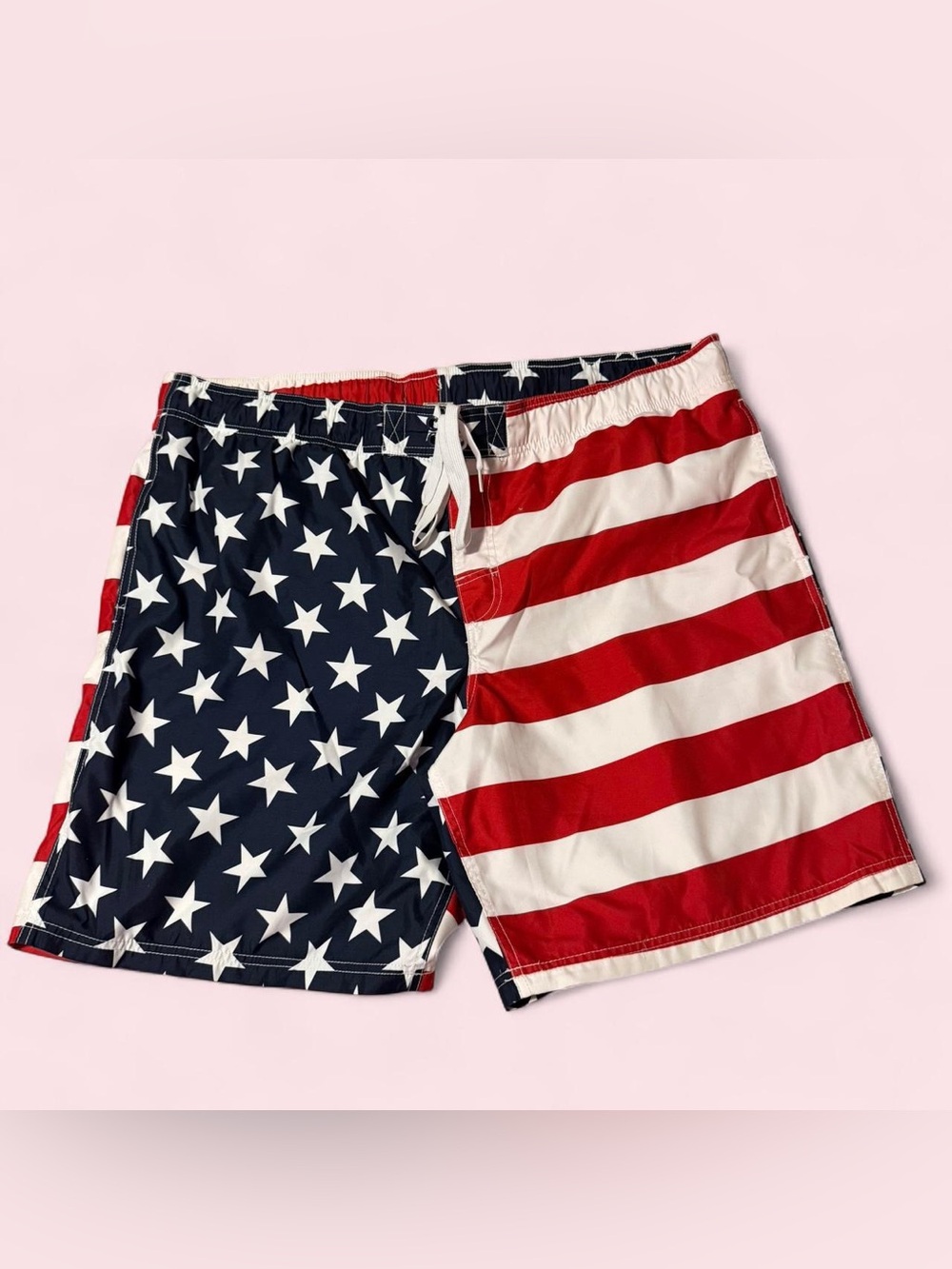 Faded Glory Men's American Flag Swim Trunks - Red, White, Navy